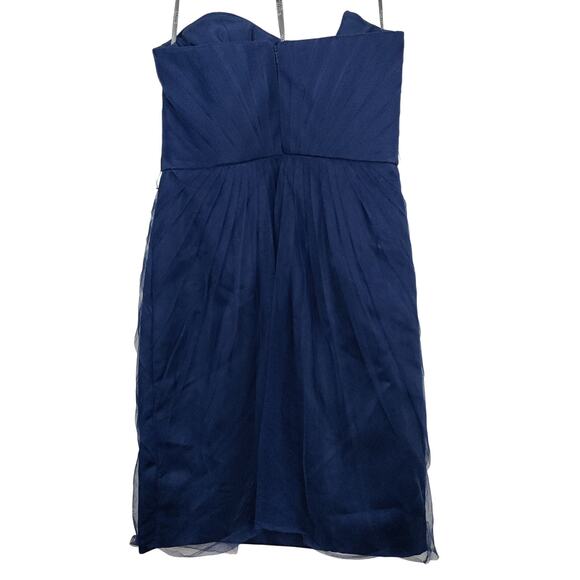 White by Vera Wang Navy Blue Strapless Tulle Mini Dress Bridesmaid Prom Gown 10 - Picture 2 of 12